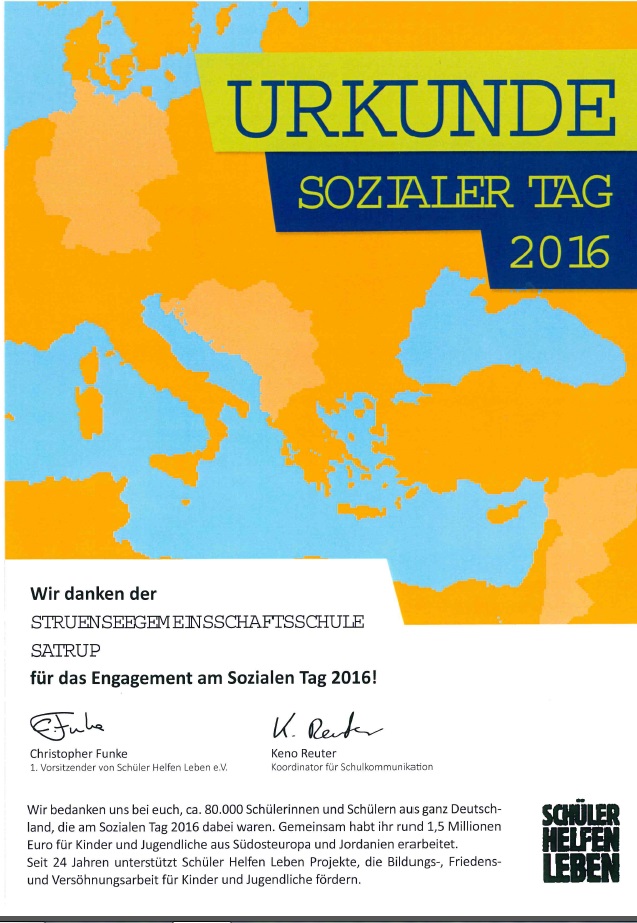 Urkunde Sozialer Tag 2016